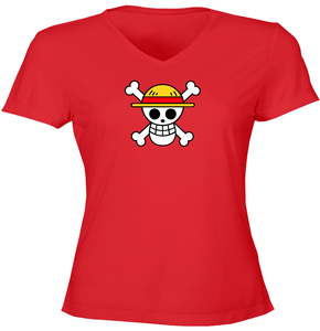 Juniors-Girl-Women-Tee-T-Shirt-Gift-One-Piece-Monkey-Luffy-Jolly-Roger-Straw-Hat