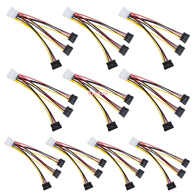 10x IDE Molex 4Pin Male to 3 Serial ATA SATA Female Splitter Power Adapter Cable