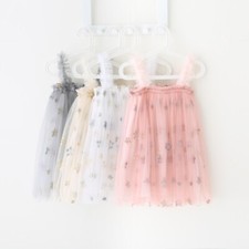 Kids Girls Mesh Dress Sequin Shiny Cute Fairy Tutu Jumper Skirt Sleeveless