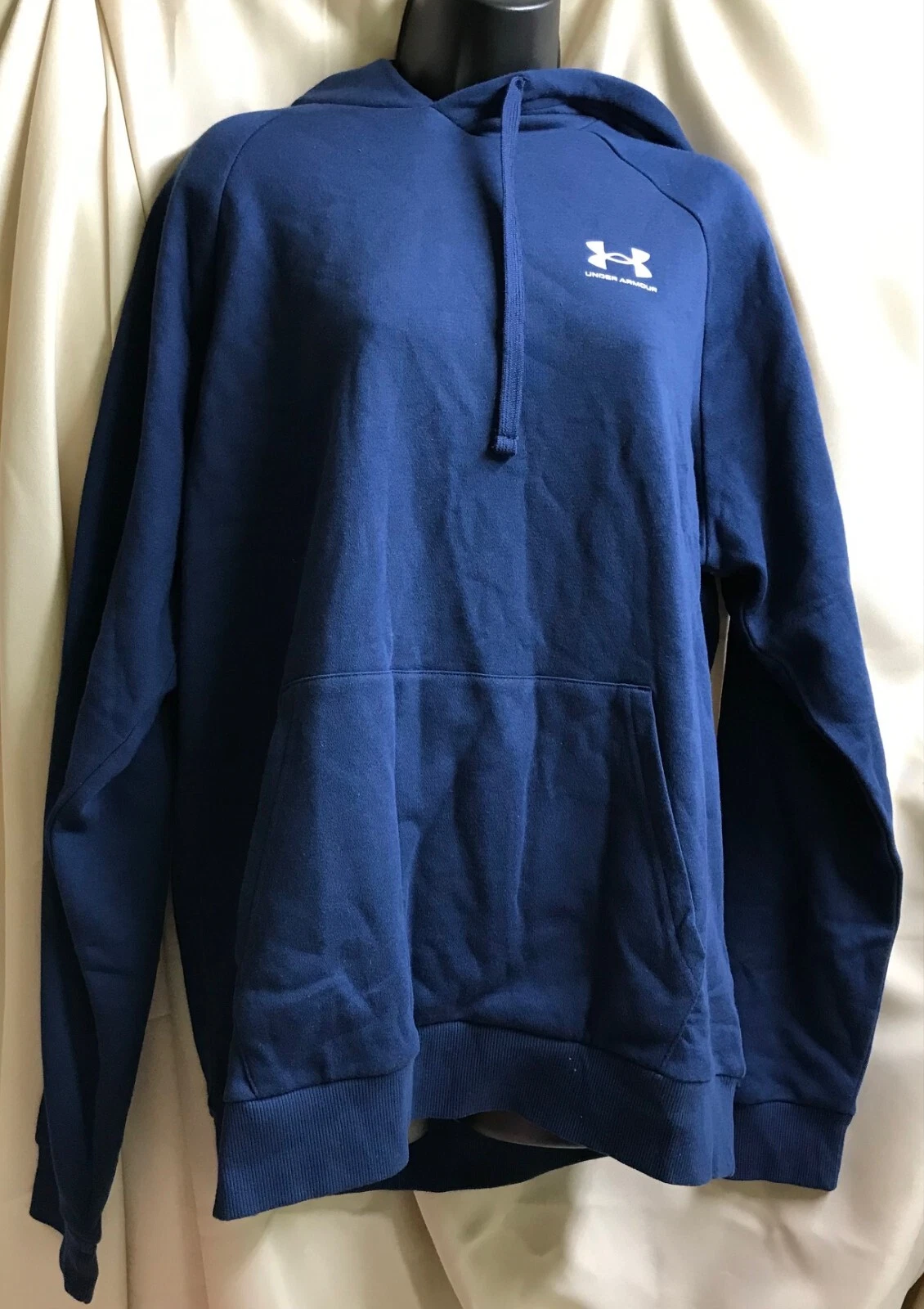 Under Armour UA Mens Navy Blue Hoodie Rival Cotton Loose Sz Lg NEW