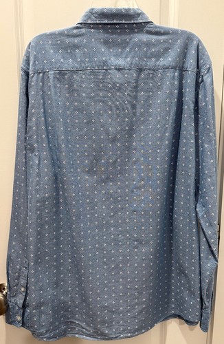 AMER. EAGLE BLUE CHAMBRAY XXL BUTTON-DOWN L.S. SHIRT GEOMETRIC PRINT 100% COTTON - Picture 2 of 17