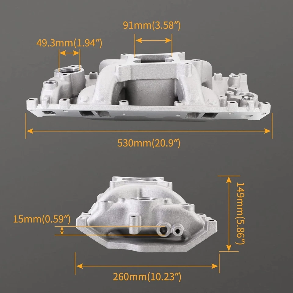 Dual Plane Vortec Air Gap Intake Manifold For Small Block Chevy SBC 350 1996+ Foto 4 de 4