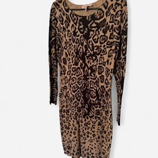 Philosophy Dresses Leopard Print Long Sleeve Knit Sweater Dress M