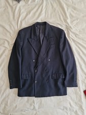 Vintage Mens 1940s Style Double Breasted Navy Blazer 38R