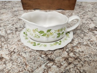 Vintage 1978 Ironstone Gravy Boat And Underplate ''Petite Flora'' Cottagecore