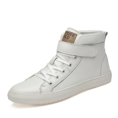 Men's Skateboarding Boots Genuine Leather High Top Flats Retro Thickened Shoes