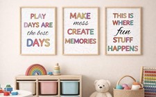 Set of 3 Playroom Prints, Colorful Kids Bedroom Decor, Nursery Wall Art