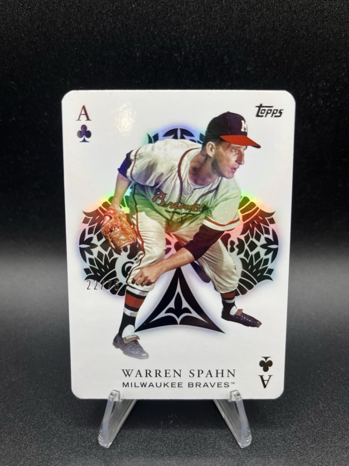 2023 Topps Update Warren Spahn Gold All Aces 22/75 Milwaukee Braves SP Insert