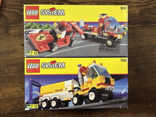 1990s LEGO System Shell Tanker & Ferrari race car, Unopened Sets 1252 & 1253