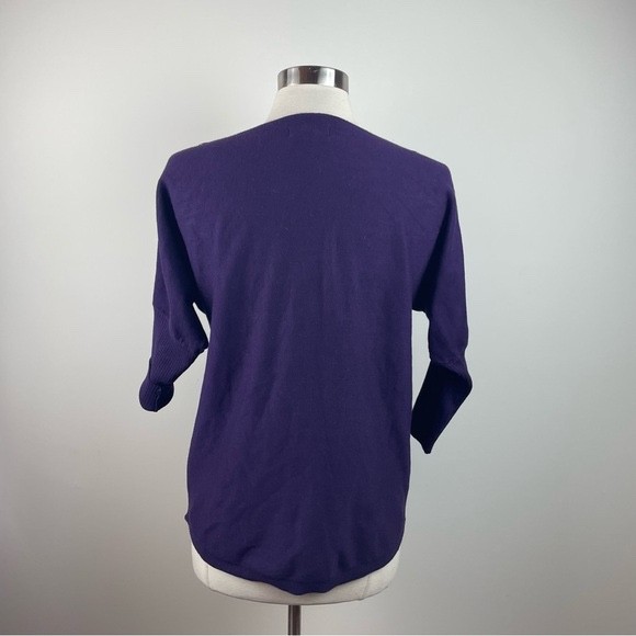 Cable & Gauge Solid Purple Button Accent Knit Swe… - image 6