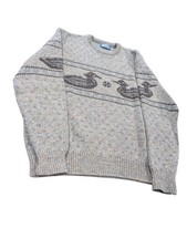 Pendleton 100 Virgin Wool Duck Pattern Sweater Brown Size XL