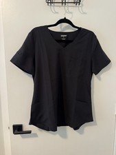 Scrubstar Women's Active V Neck Medical Scrub Top Black stretch Size M