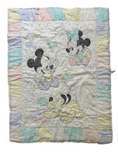 VTG Dundee Disney Mickey Mouse Baby Blanket Quilt Minnie Pluto Puzzle 41x32