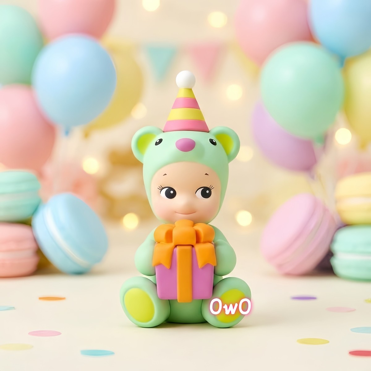 Sonny Angel Birthday Gift Bear Series Present Hug Figure Green
