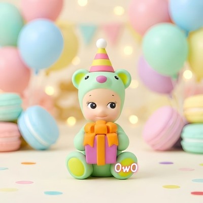 Sonny Angel Birthday Gift Bear Series Present Hug Figure Green
