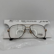 VTG NOS Kenmark Fundamentals Bart Flex Gold Black 47-16-125 Eye Glasses Frames