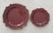 BOMBAY CO-DINNERWARE-DINNER PLATE & SALAD PLATE-BURGUNDY-2 PIECE SET
