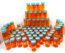 80 Empty RX Prescription Medicine Plastic Crafting Storage Bottles with Caps