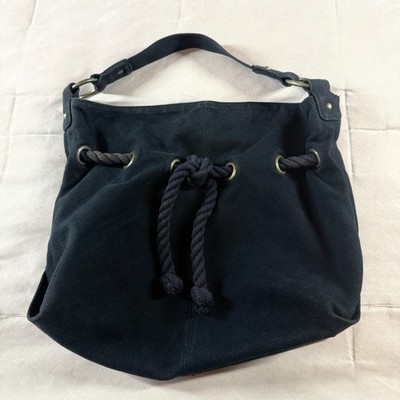 Old Navy Dark Blue Cotton Canvas Hobo Shoulder Bag Beach Tote Bag Inside Pocket