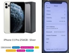 Apple iPhone 11 Pro - 256 GB - Silver (Unlocked) Verizon/T-Mobile/AT&T 