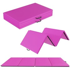 4ft x 8ft x 2in Folding Gymnastics Mat 4-Panel Exercise Mat W/ Handles PVC