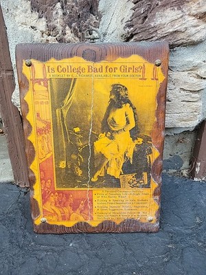 VTG Mounted Poster IS COLLEGE BAD FOR GIRLS From 1905 Booklet By E.J. Richards