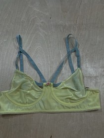 For Love And Lemons Skivvies Green lace Underwire Balconette Bra Size Small