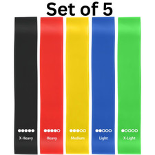 Resistance Bands Set of 5 Loop Exercise Bands for Yoga Fitness Workout Gym