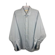 Michael Kors Mens Blue Plaid Dress Shirt Size XXL