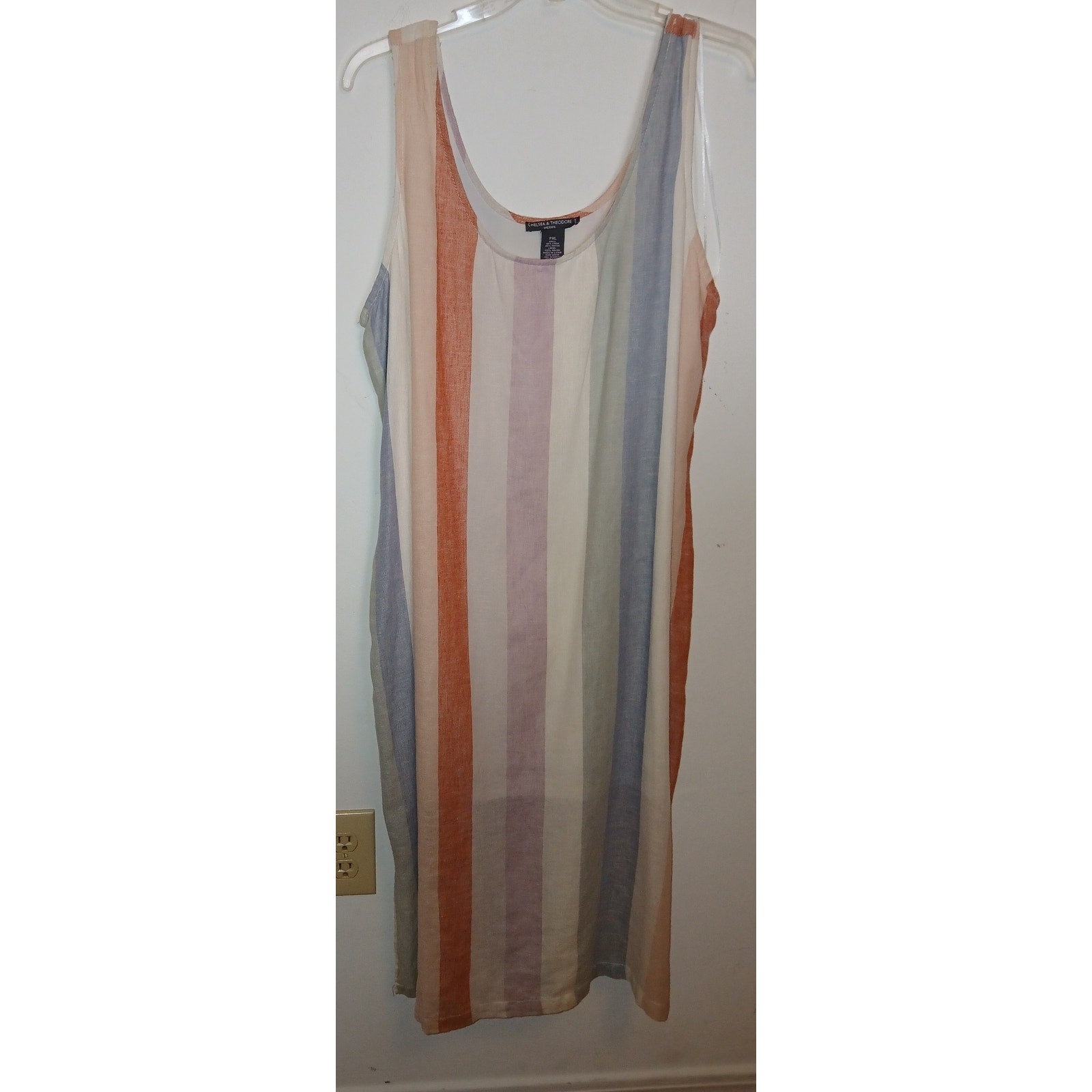 Chelsea & Theodore Sleeveless Sundress Petite XL PXL Striped Linen Blend Dress
