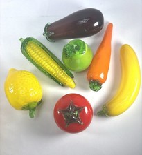 Vintage Lot Of 7 Blown Glass Art Glass Vegeta...