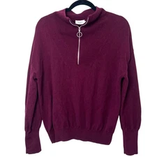 The Reset R Label Wool Cashmere 1/4 Zip Sweater Burgundy Size Large