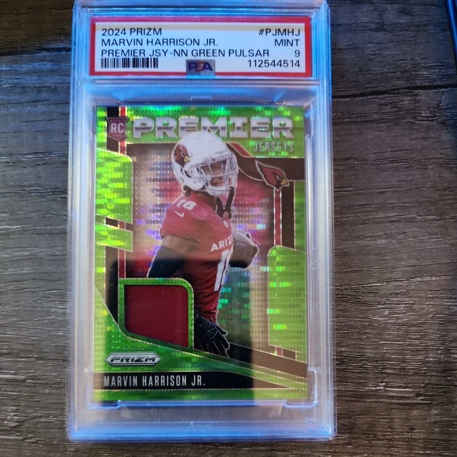 2024 Panini Prizm Premier Jerseys Marvin Harrison Jr. Neon Green PSA 9