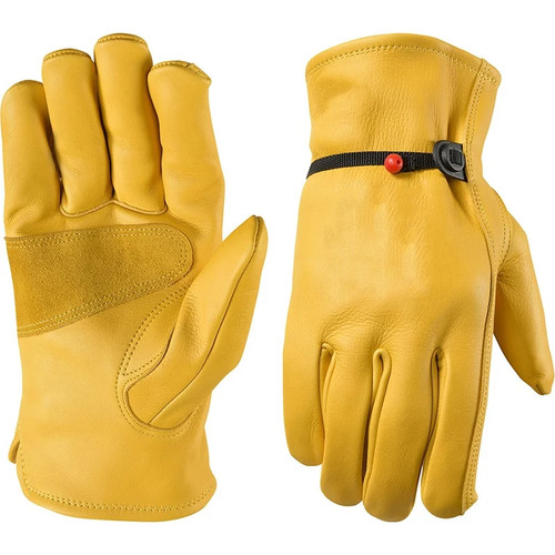 One Pair Wells Lamont Men's Leather Work Gloves Cowhide Leather, NEW
