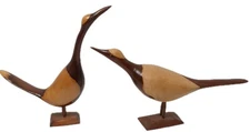 Vtg MCM Wood 2 Tone Sandpiper (Set Of 2) **READ**
