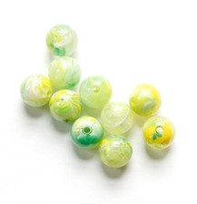 Vintage Green Yellow and White Marbled Lucite Beads 10mm bds960G