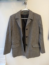 Woman's Harve Bernard Vintage Lined Houndstooth Wool Blazer 10/12