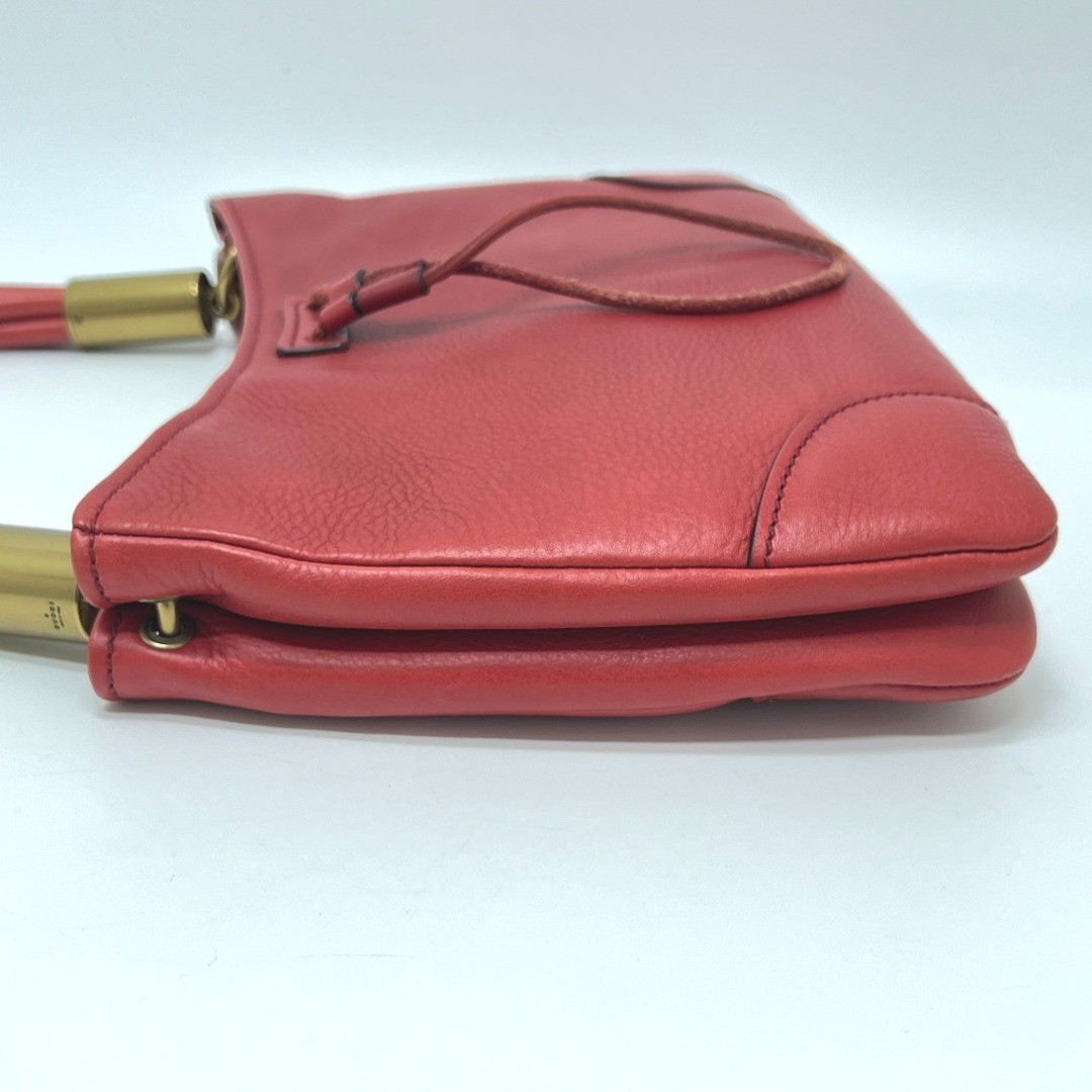 GUCCI Logo Leather Bag Red Gold Women's Used thumbnail 4