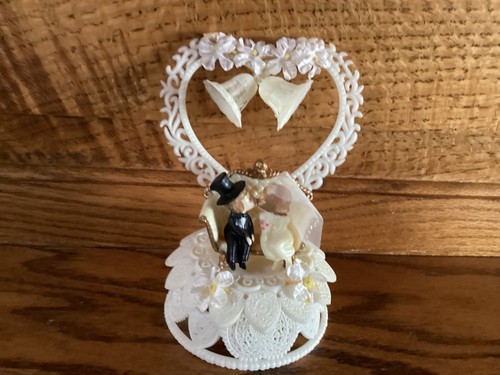 Vintage 1949  Bride Groom Wedding Cake Topper / Heart Shaped Piece Unattached