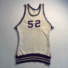 Vintage 1940s Basketball Jersey #52 Knit Ribbed Waistband Sand Knit Style