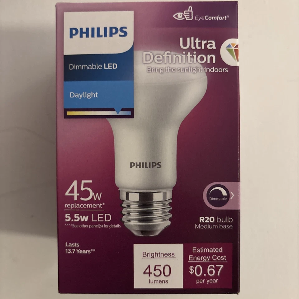 4 Pack - Philips LED 45W R20 Ultra Definition Soft White 450 Lumens 5.5w LED - Image 2 of 4
