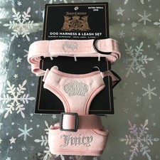 Juicy Couture Harness and Leash Set Mesh Liner Velour Pink Extra Small