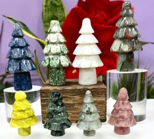 Wholesale Lot 8 PCs Natural Mixed Christmas Trees Crystal Healing Energy