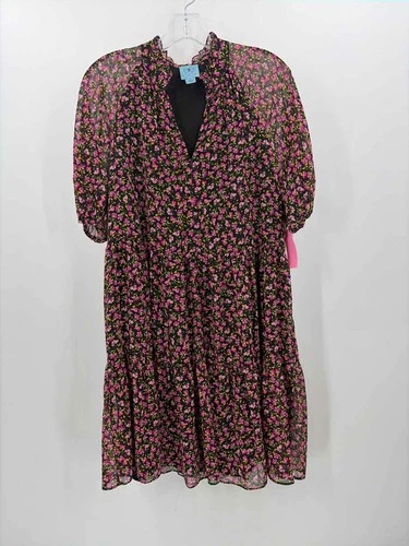 Pre-Owned CeCe Black Size Medium Floral Short Short Sleeve Dress