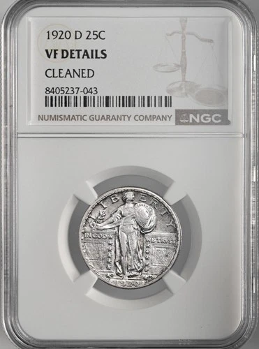 1920-D  25C STANDING LIBERTY QUARTER  NGC VF DETAILS "CLEANED" 8405237-043