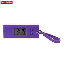 Compact Purple Digital Keychain Watch - Unisex Clip-On for Lanyards Backpacks