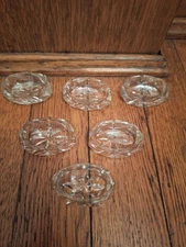 Vintage Oval Open Salt Cellars Cut Glass Faceted Sides Starburst Center Lot of 6