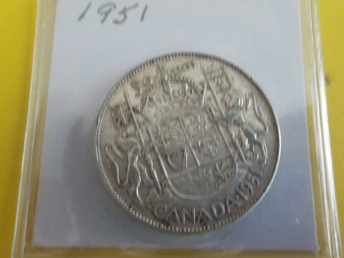 Canadian   1951    Silver   50  Cents   Half   Dollar   Coin