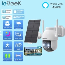 ieGeek Wireless Outdoor Security Camera WiFi Home Battery CCTV IR Cam SD Card UK