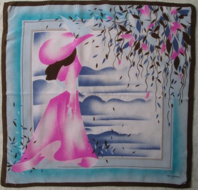 Foulard Vintage TED LAPIDUS 100% Soie - Carré 67x70 Cm, Rouge, Made In France